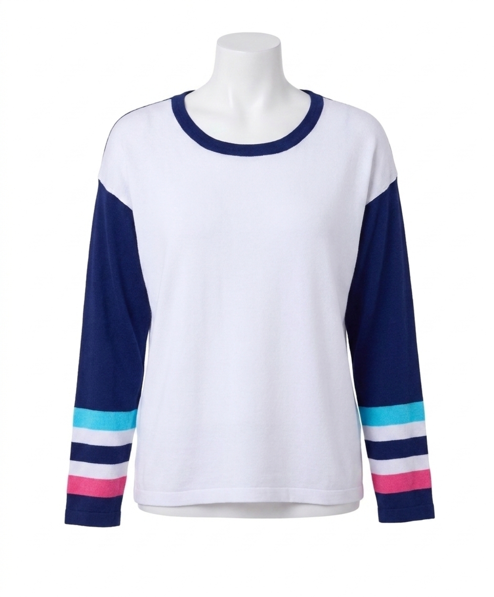 NEW ANGEL APPAREL knit stripe top in white/multi